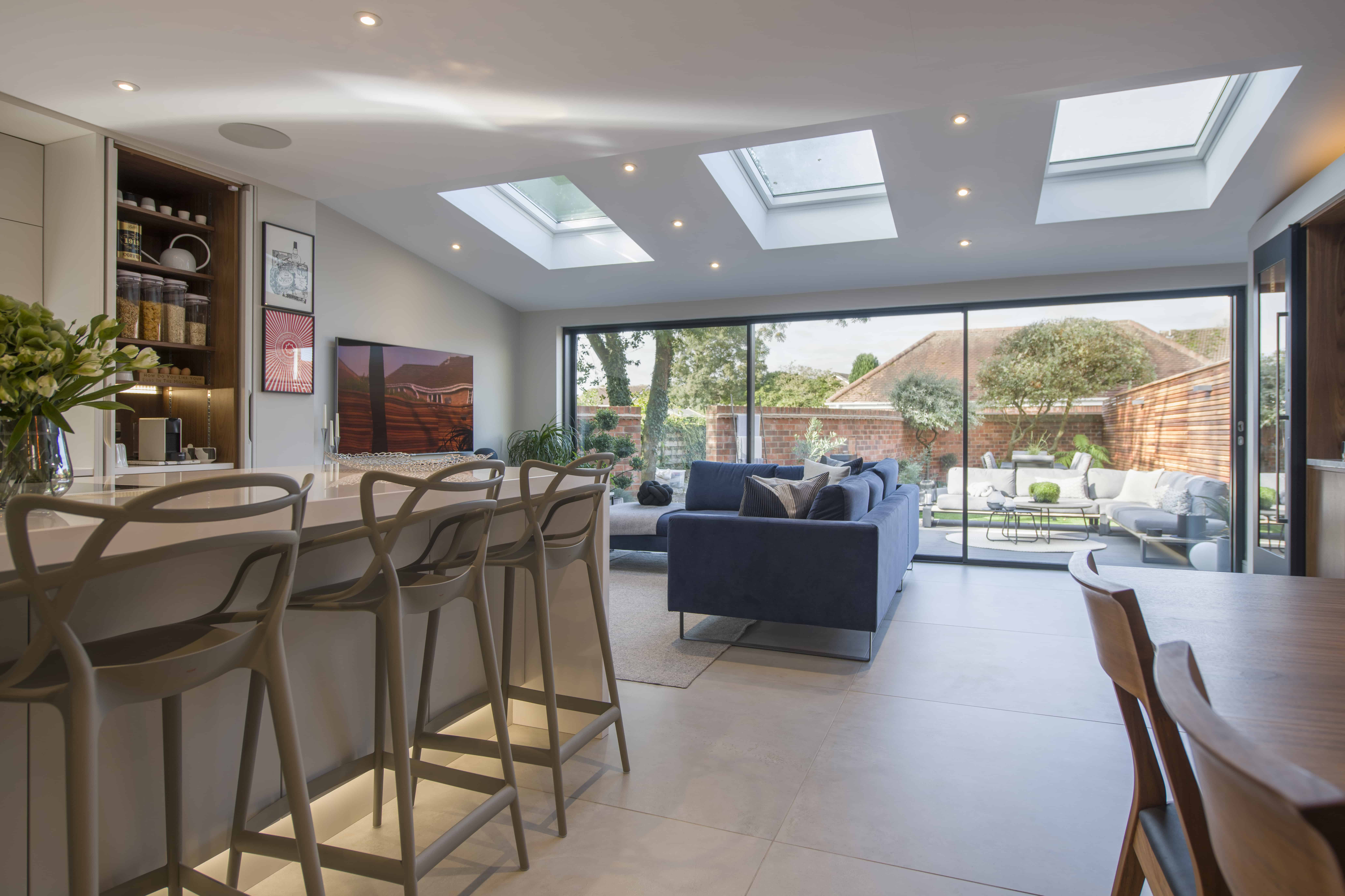 aluminium skylights in a kitchen