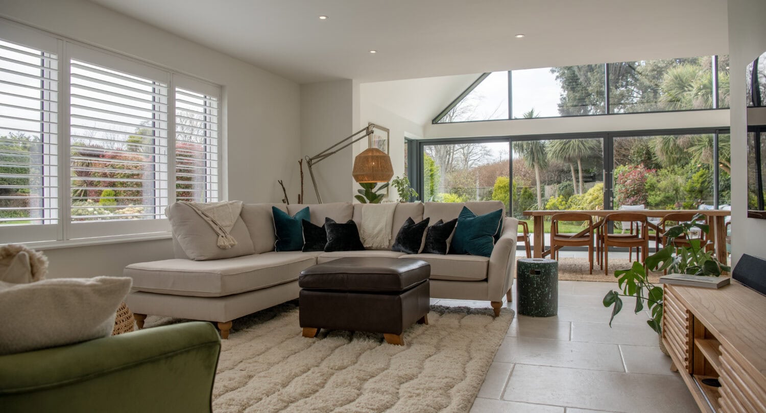 Aluminium windows and doors in a living room