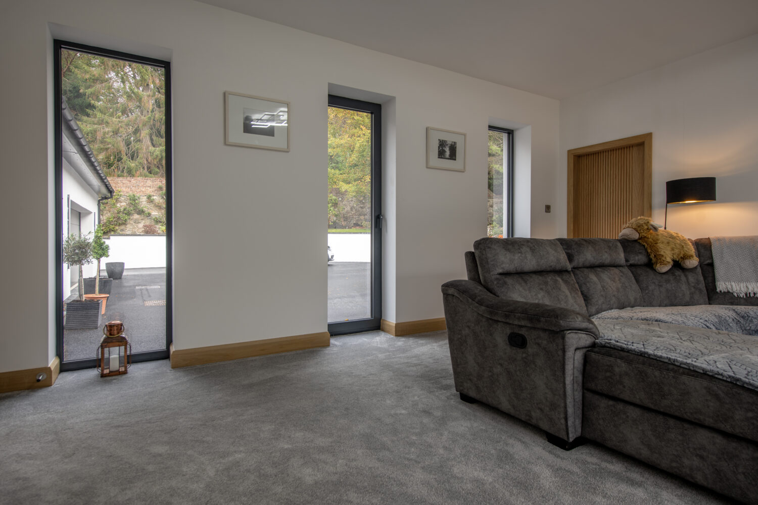 Elegant garden view with bi-fold doors in The Garden House, Aberdeen.
