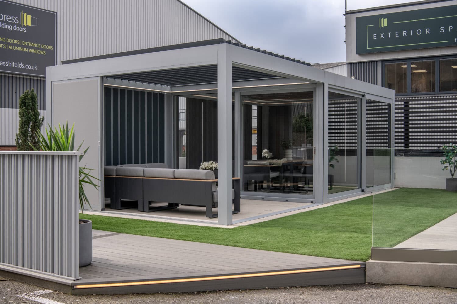 Bi-Folding Doors Leeds Showroom with sleek, contemporary design and large glass panels for seamless indoor-outdoor living. Perfect for enhancing home aesthetics and functionality.