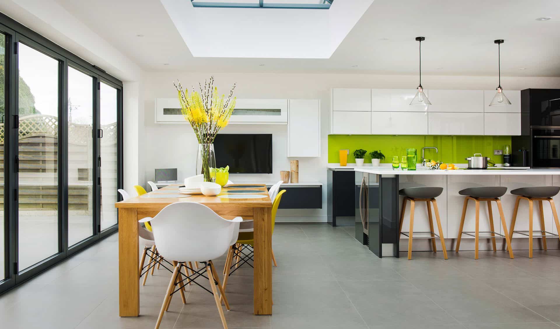 Open-plan addition to a 1970s house