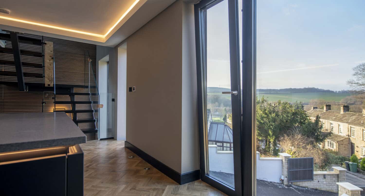 Tilt and turn windows in a modern kitchen space