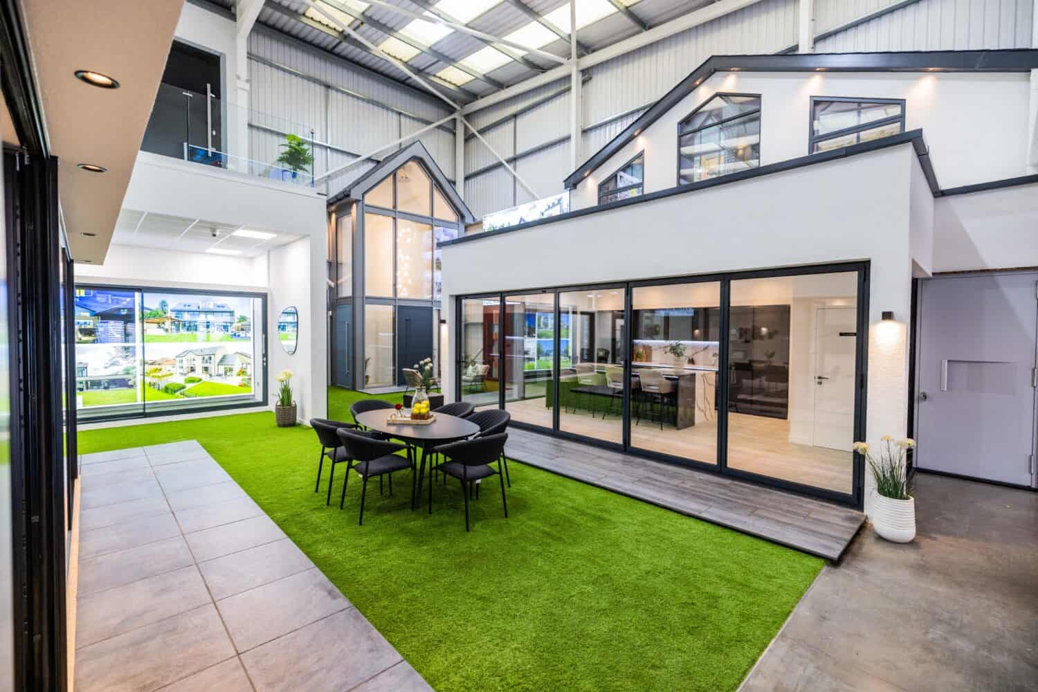 Aluminium front doors in a showroom