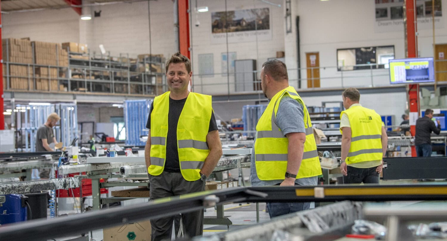 George Clarke at the Express Bifolding Leeds Manufacturing Site