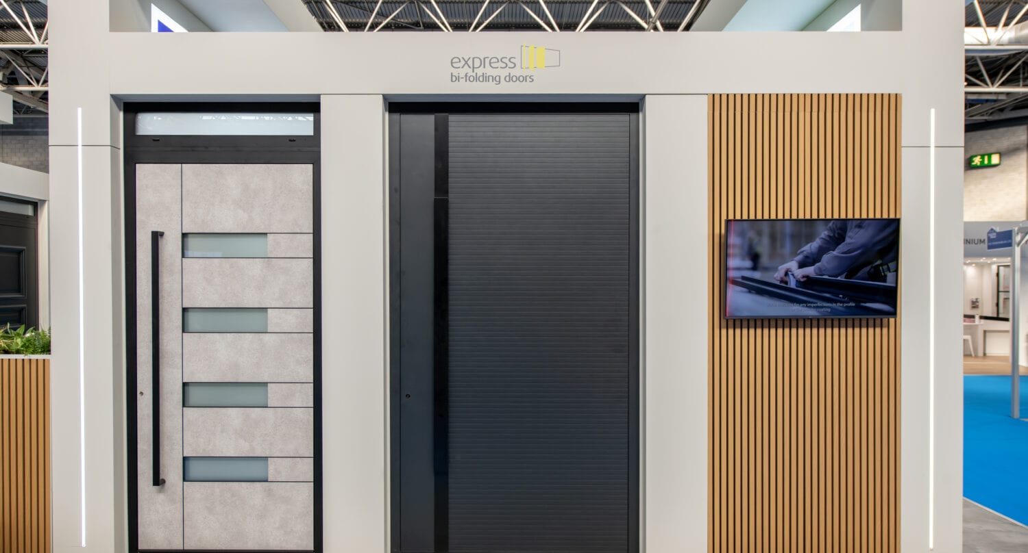 Showcase of modern bi-folding doors at an upcoming event, highlighting sleek designs and innovative features for residential and commercial applications.