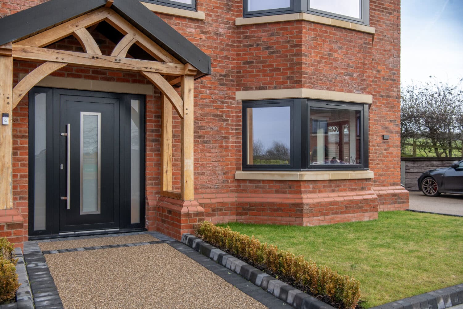 aluminium entrance door and bay window