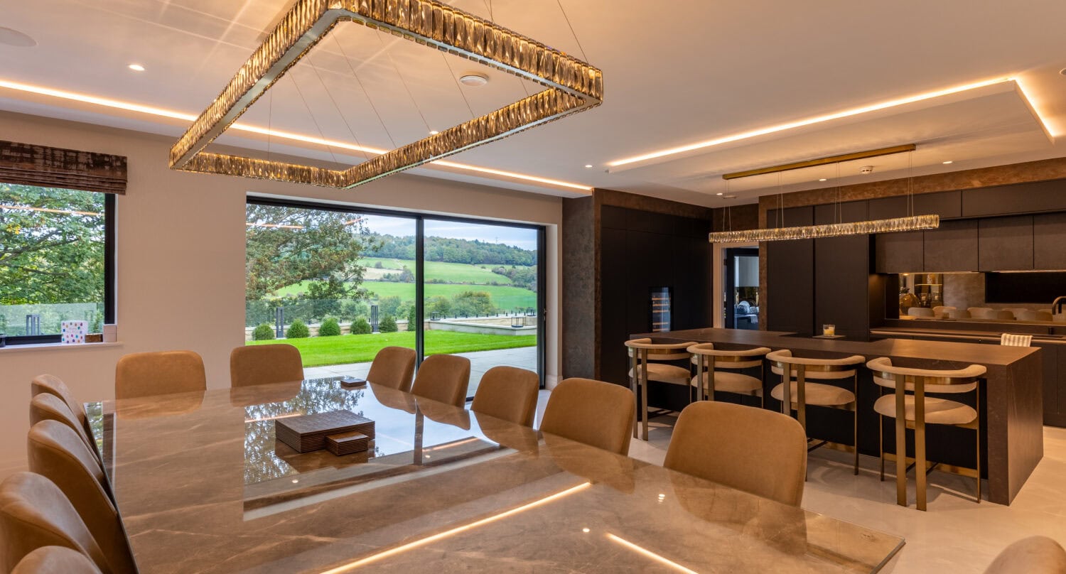 Modern Arlington property featuring high-quality bi-folding doors by Express Bi-Folds, enhancing indoor-outdoor living with seamless glass panels.