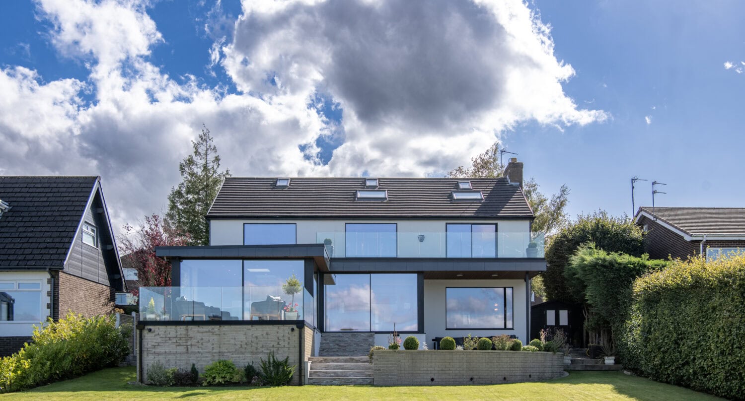 Contemporary bi-folding doors installed in a residential property in Colne, Lancashire, offering seamless indoor-outdoor living and enhanced natural light.