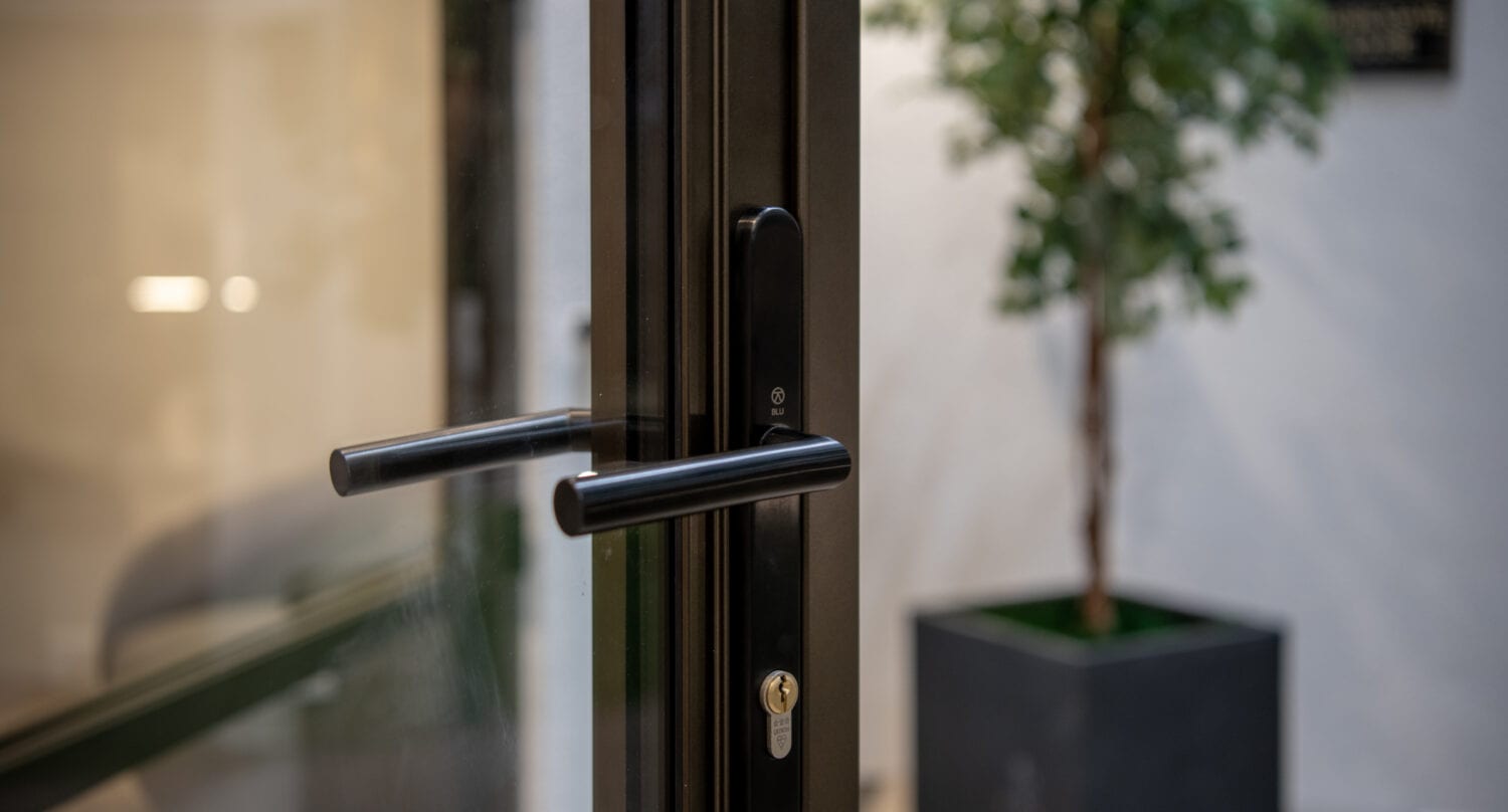 Bi-Folding Door Handle and Lock System in Leeds Showroom.